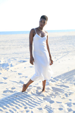 arielle sustainable fashion milk fabric slip dress