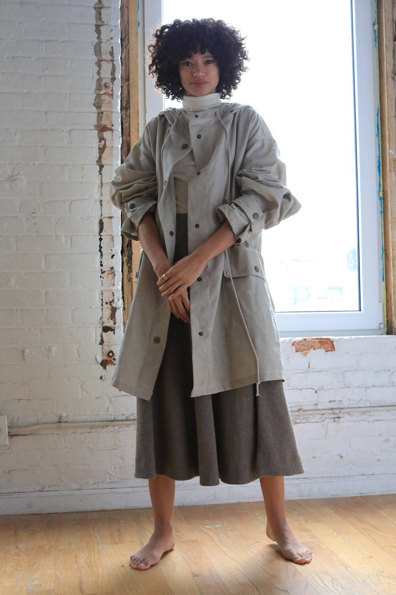 Arielle sustainable fashion ronin beeswax weather coat unisex