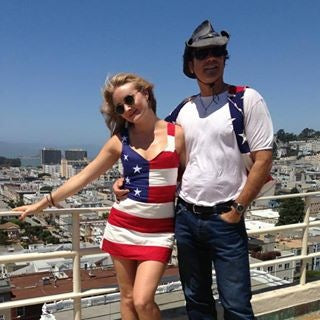Arielle sustainable fashion American flag dress July 4