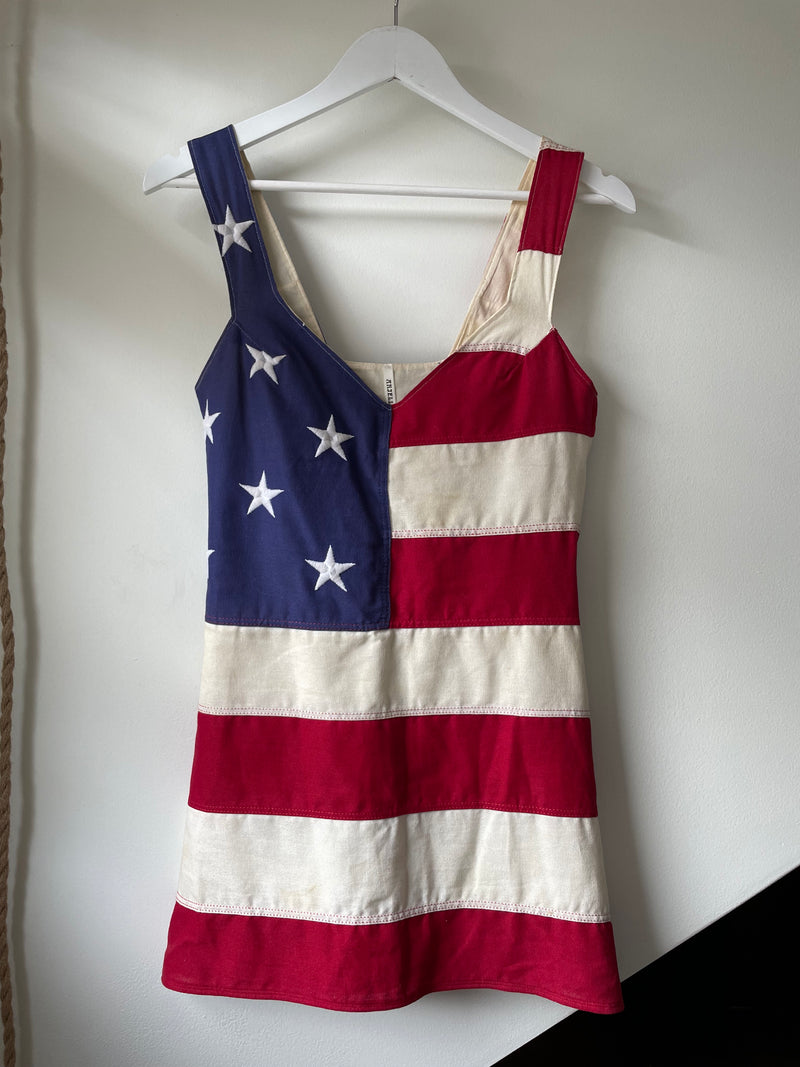 Arielle sustainable fashion American flag dress