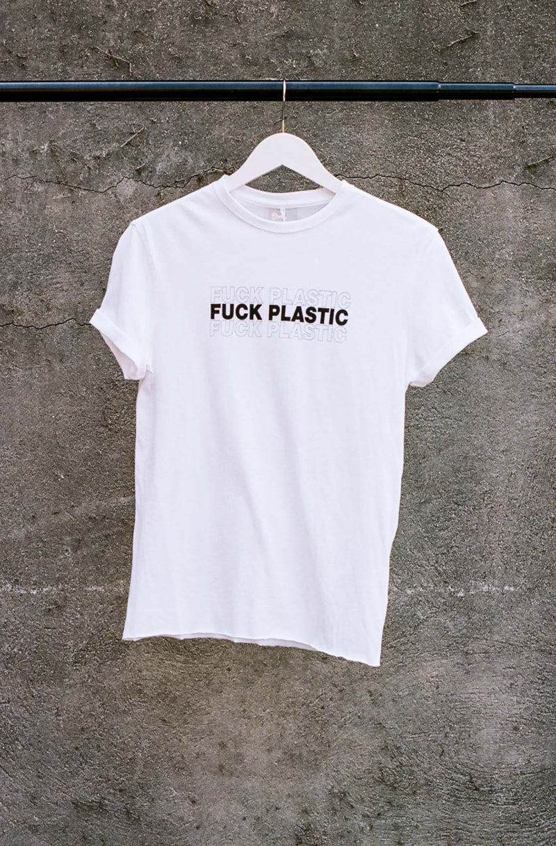 arielle sustainable fashion fuck plastic t-shirt organic cotton
