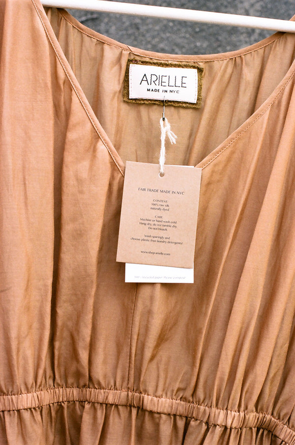 arielle sustainable fashion raw silk sheer dress